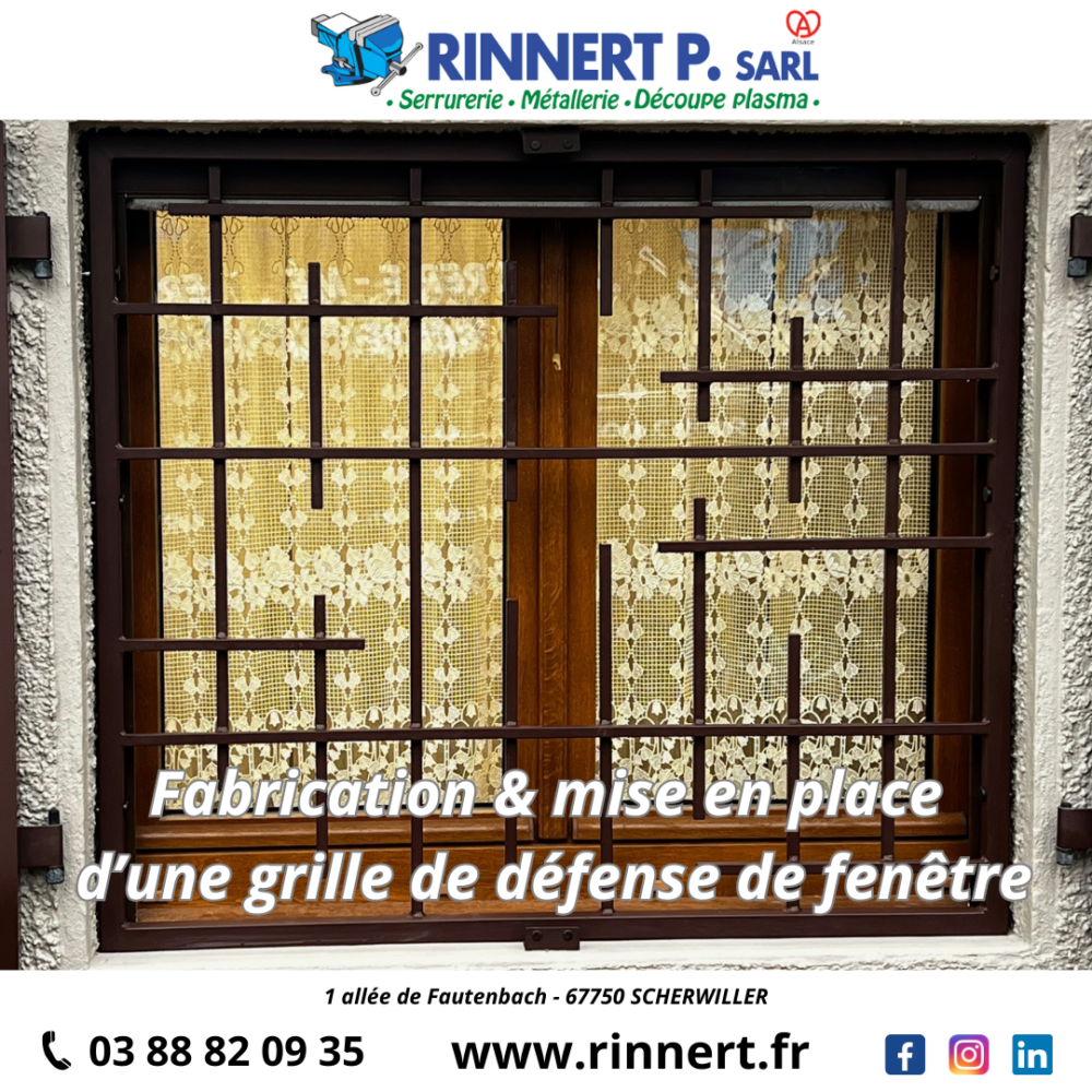 FABRICATION MISE EN PLACE DUNE GRILLE DE DEFENSE DE FENETRE 1000X1000 | RINNERT Equipements spéciaux Obernai 93